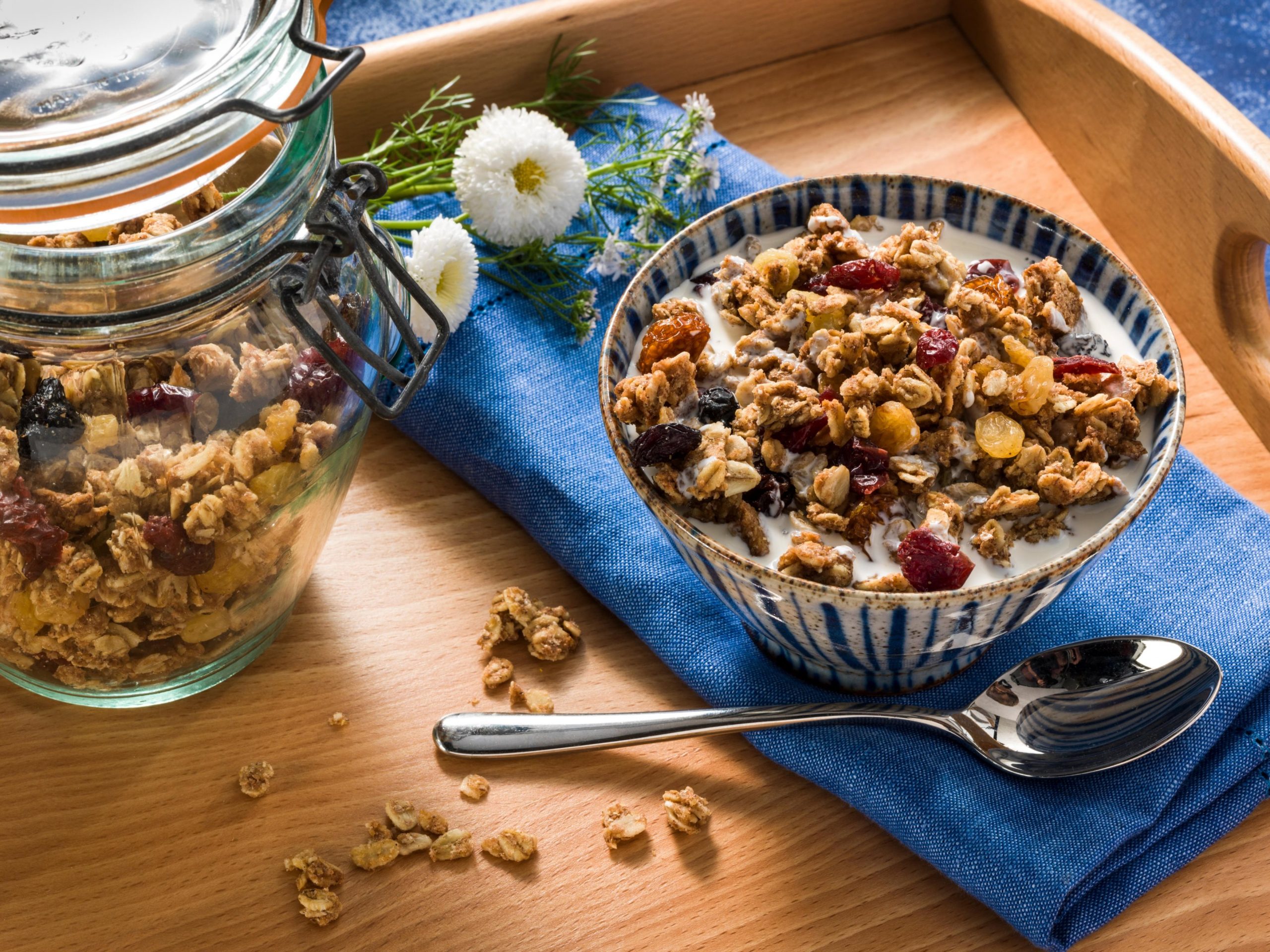 Domača granola z rozinami in brusnicami